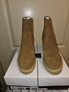 Dolce Vita Tan Suede Chelsea Booties with Lug Sole
